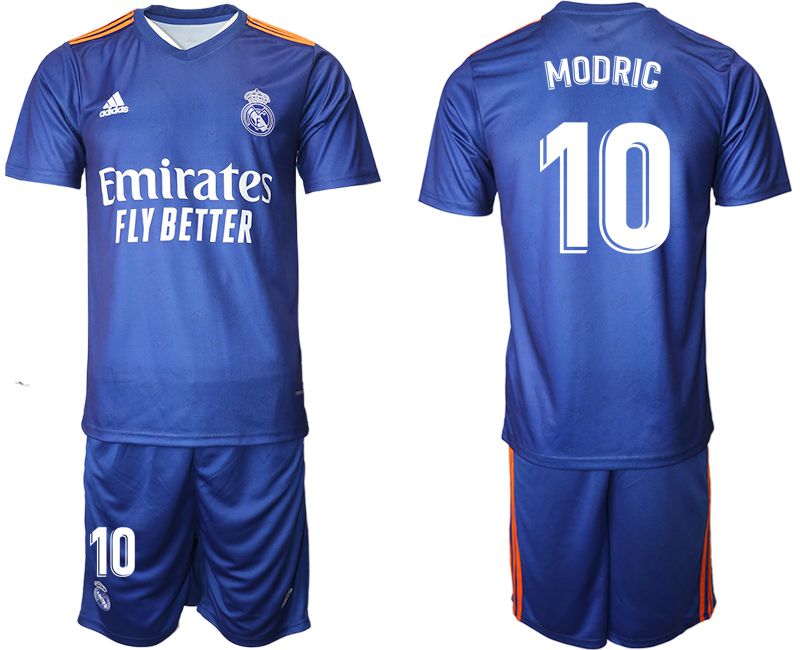 Men 2021-2022 Club Real Madrid away blue #10 Adidas Soccer Jersey